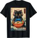 Cat Ramen Japanese Funny Graphic Tees Kawaii Cat Anime Gifts T-Shirt