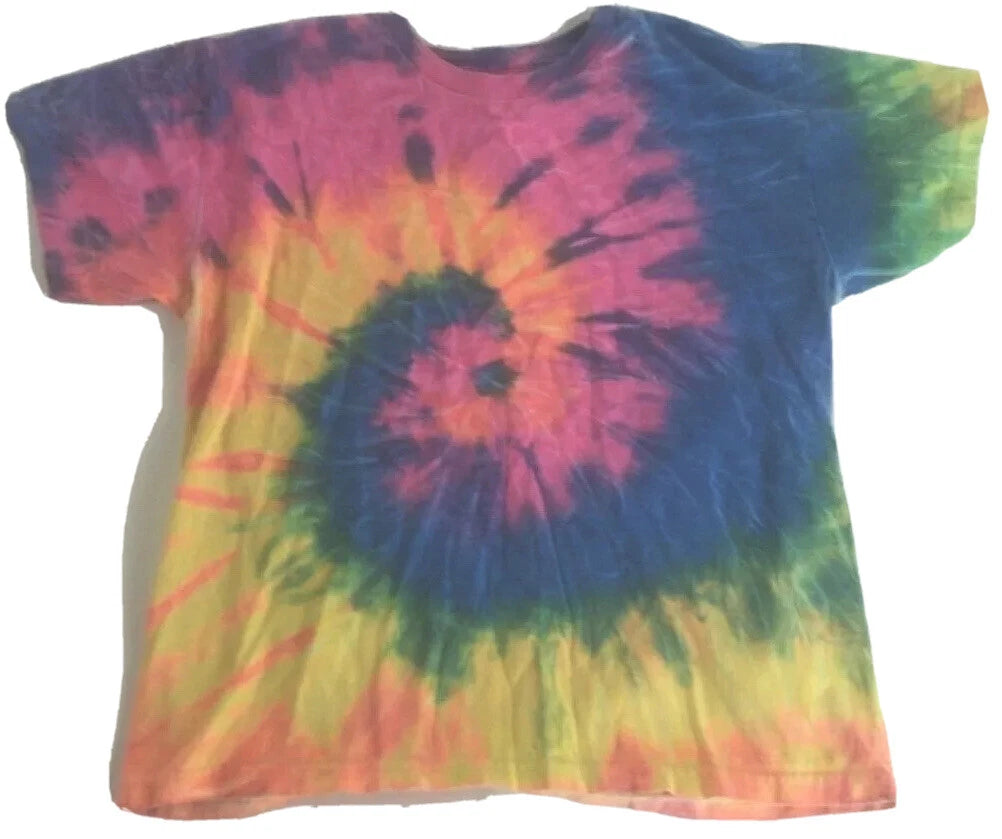 Vintage Tye Dye 90s tee Colorful Short Sleeve Crew Neck Boho shirt Youth L
