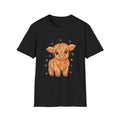 Highland Cow Cute Illustrated Nature Black Tee Kawaii Aesthetic T-Shirt