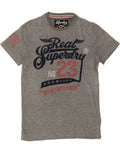 SUPERDRY Mens NYC Graphic T-Shirt Top Small Grey Flecked Cotton CH25