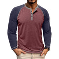 Mens Long Sleeve Henley Shirt Casual Slim Shirts Button Tops Blouse
