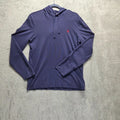Polo Ralph Lauren Shirt Mens Small Blue Long Sleeve Pullover Hooded Tee Casual