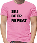 Ski Beer Repeat - Mens T-Shirt - Skiing Skiier Beers Holiday Drinking