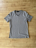 Robert Barakett Grey Striped V Neck Pima Cotton Mens Tee Shirt Minimalist