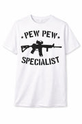 Funny Pew Pew Graphic T Shirt Trendy Boutique Style Tee Mens Gifts White