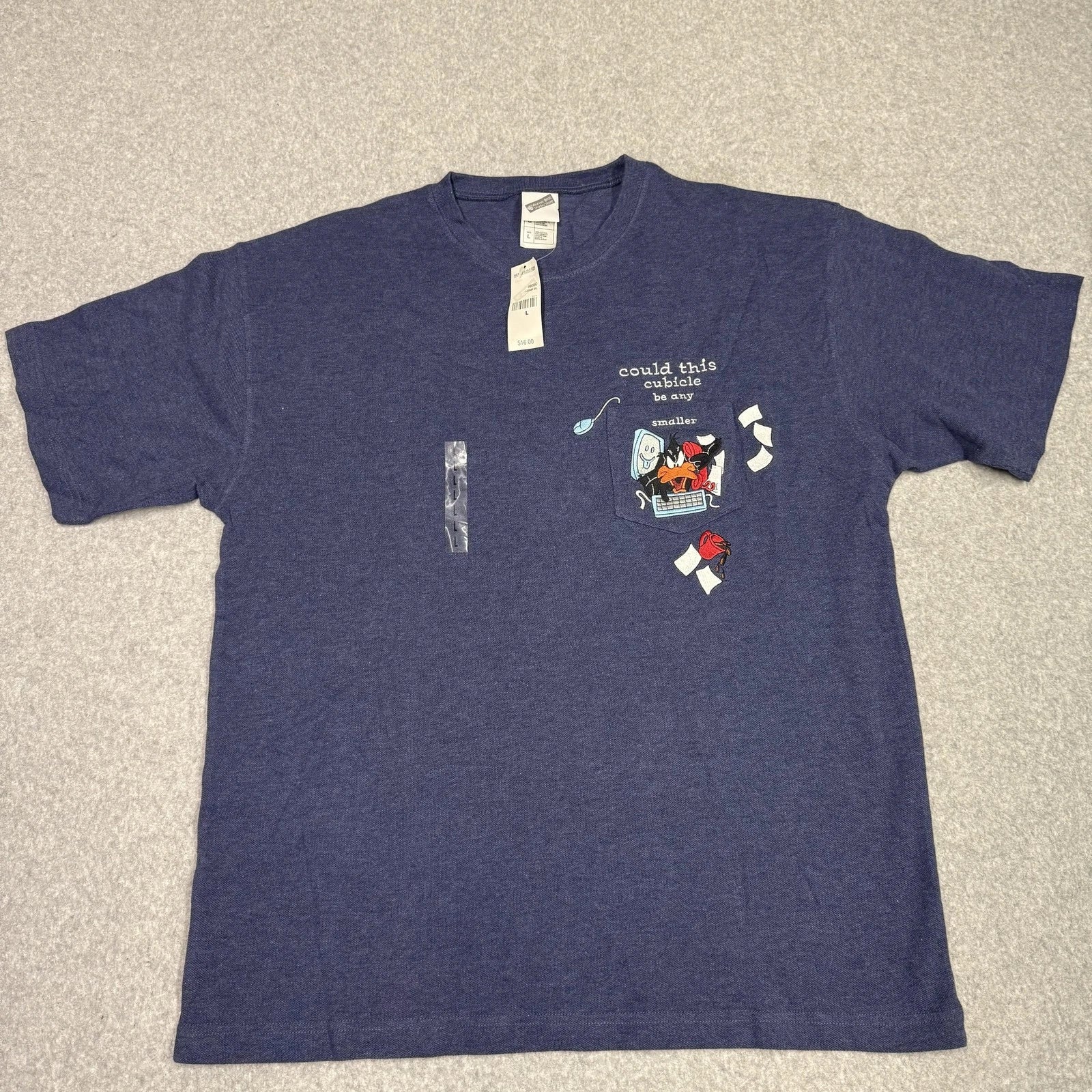 Vintage Daffy Duck Shirt Mens Large Blue Warner Bros Office Cubicle 2000s