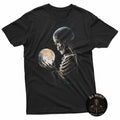 Moonlight Skeleton Holding Full Moon Gothic Aesthetic Art T-Shirt