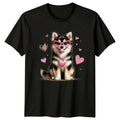 Cute Dog Puppy Heart Glasses Bubble Gum Animals Mens T-Shirt Womens Graphic Tee