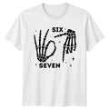 Six Seven Skeleton Hands Halloween Mens Womens Graphic Tee Unisex Spooky