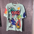 HUGE Fashion Exchange Men's 2XL Aqua Graffiti King Savage Graphic T-Shirt Cotton