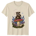 Raccoon Mushroom Moon Stars Floral Naturecore Aesthetic T-Shirt