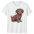 Intricate Floral Puppy Dog Womens T-Shirt Cute Canine Valentines