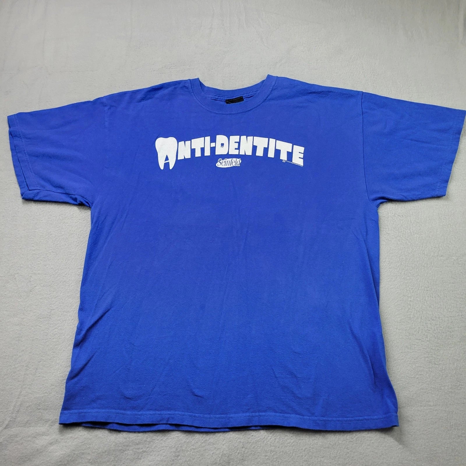 Vintage Seinfeld T-Shirt Size XL Blue Anti-Dentite Funny Humor 90s Y2K Dentist