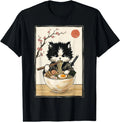 Samurai Cat Japanese Art Ramen Novelty Kawaii Funny Cat T-Shirt