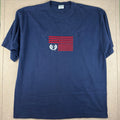 Y2K Phat Farm T-Shirt Men’s XXL Navy Blue Flag Logo Embroidered Streetwear USA
