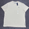 Polo Ralph Lauren Crewneck Tee Mens XXL Cream Blue Pony Logo Preppy Minimalist