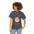 Pink Beige Cartoon Hedgehog Coffee T-shirt
