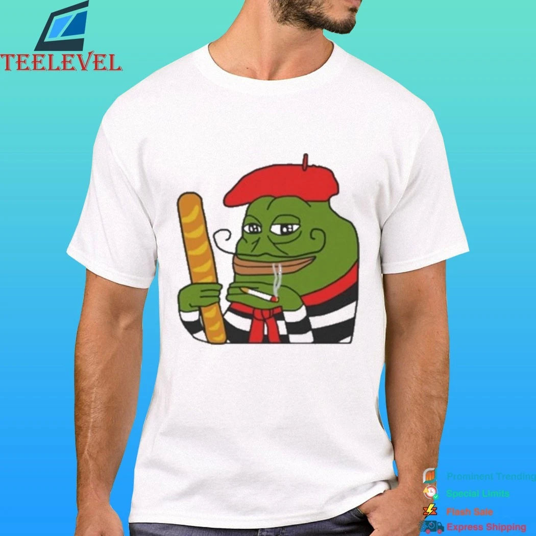Smug French Pepe Baguette Kids Smoking Shirt