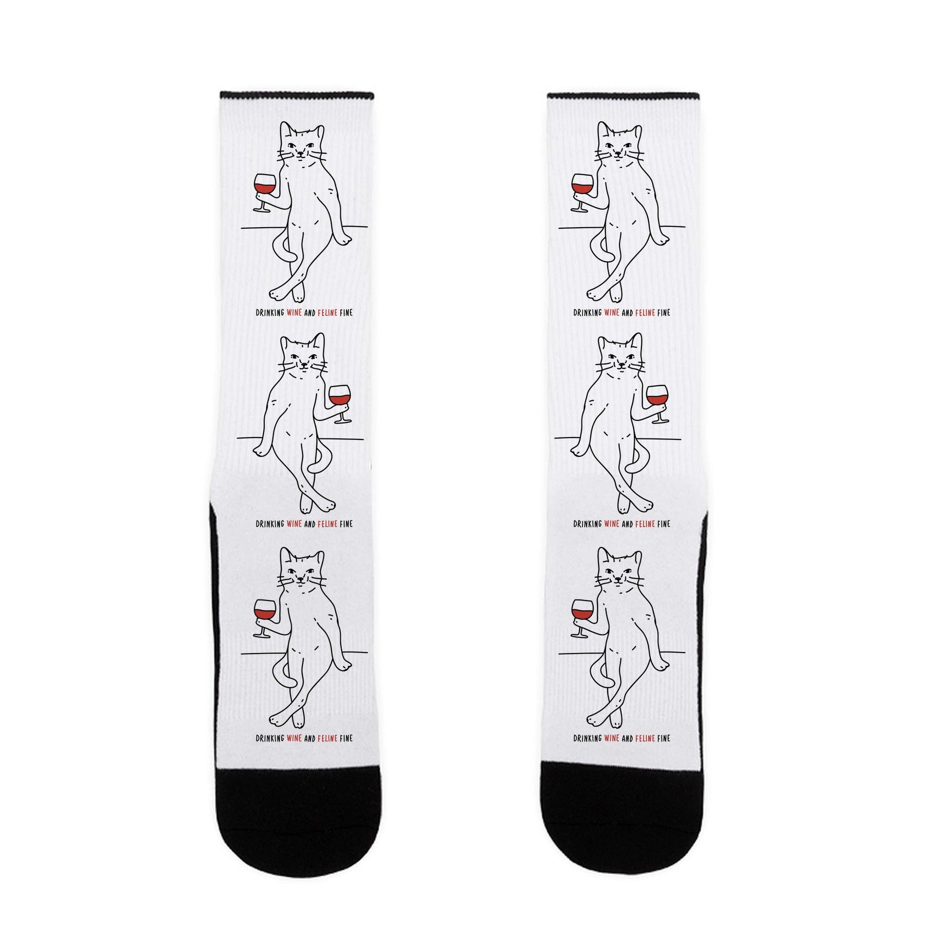 Drinking Wine And Feline Fine Socks