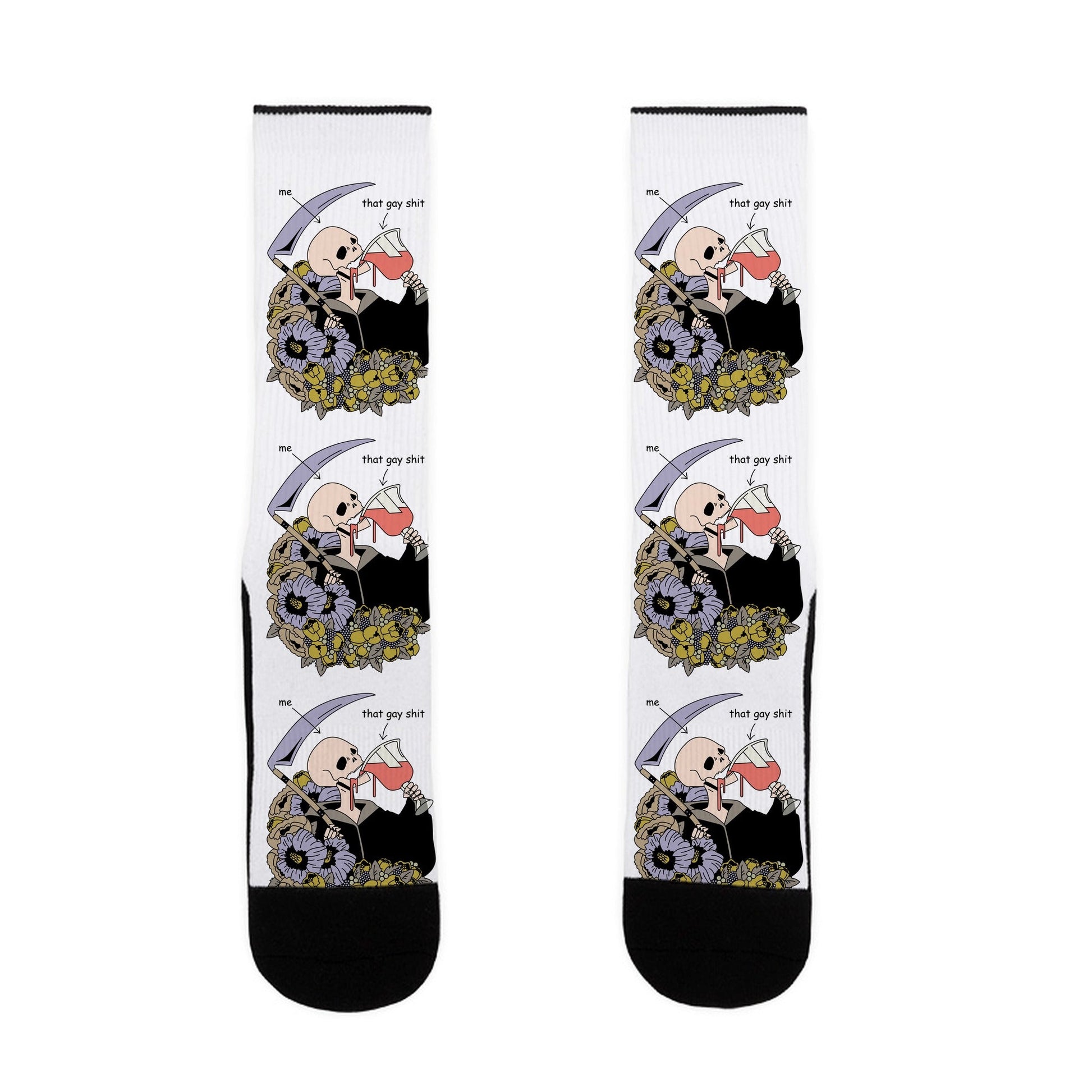 Skeleton Drinking Wine Socks
