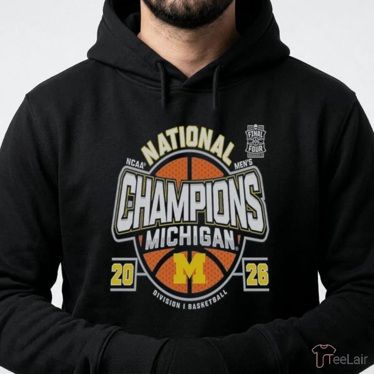 Michigan Wolverines Men’S Basketball National Champions Big Text W Ball T-Shirt