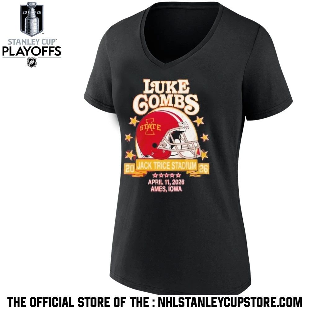 Luke Combs Ames Iowa 2026 Exclusive Tour Merch Tee At Jack Trice Stadium April 11 2026 Iowa State Cyclones Helmet Shirt