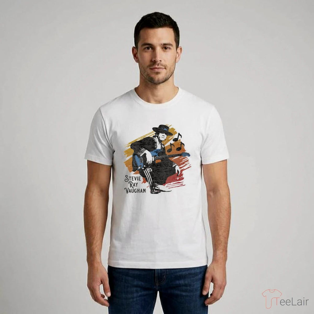 Retro Pose With Guitar Stevie Ray Vaughan T-Shirt