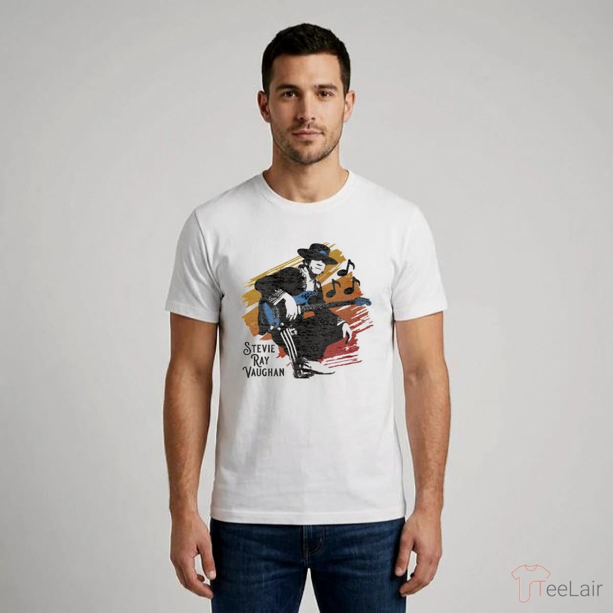 Retro Pose With Guitar Stevie Ray Vaughan T-Shirt