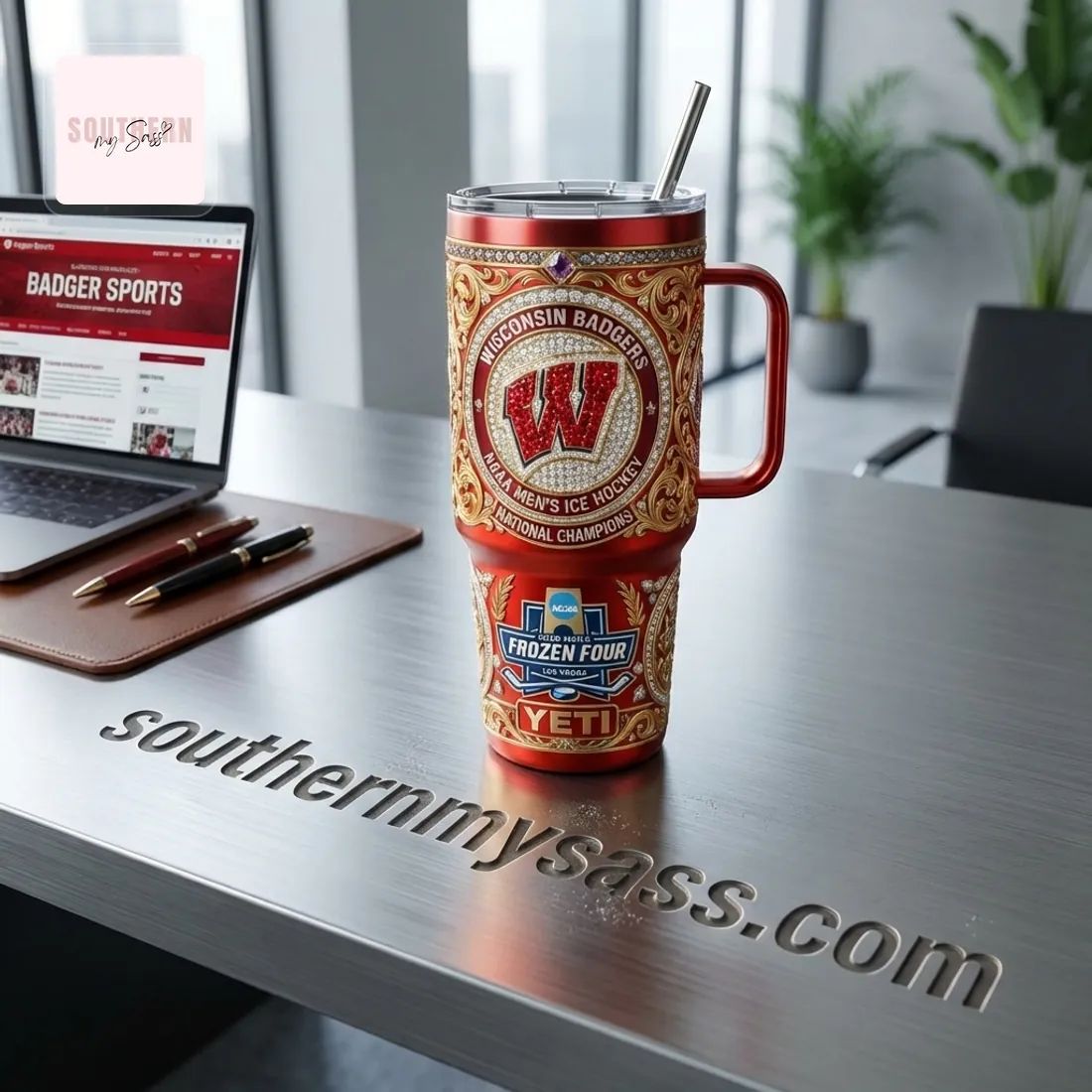 Wisconsin Badgers NCAA Men’s Ice Hockey National Champions YETI Tumbler