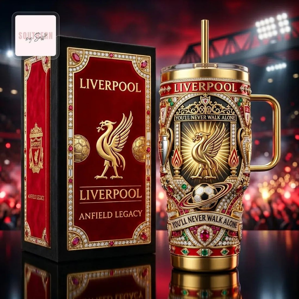 Liverpool FC 40oz Gold Jewel Luxury Insulated Tumbler With Handle