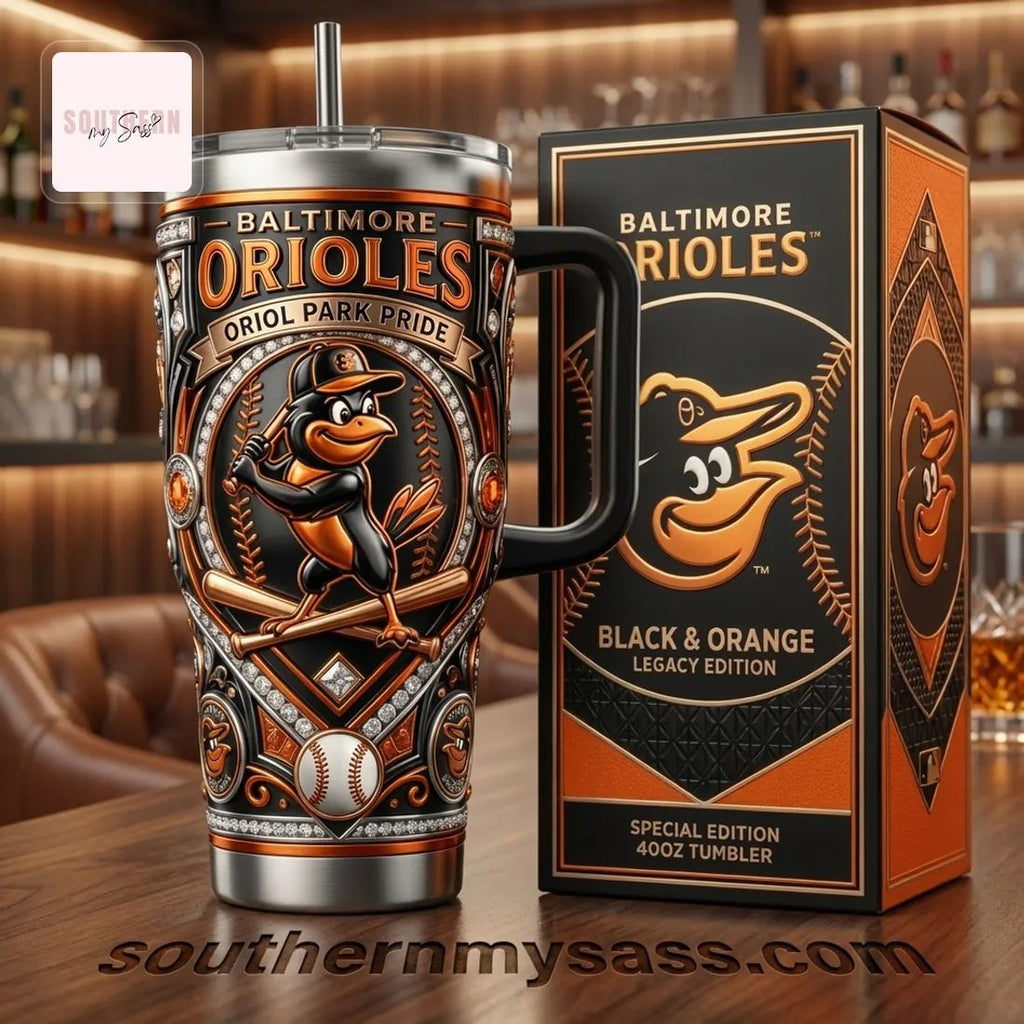 Baltimore Orioles Black & Orange Legacy Edition 40oz Tumbler With Handle
