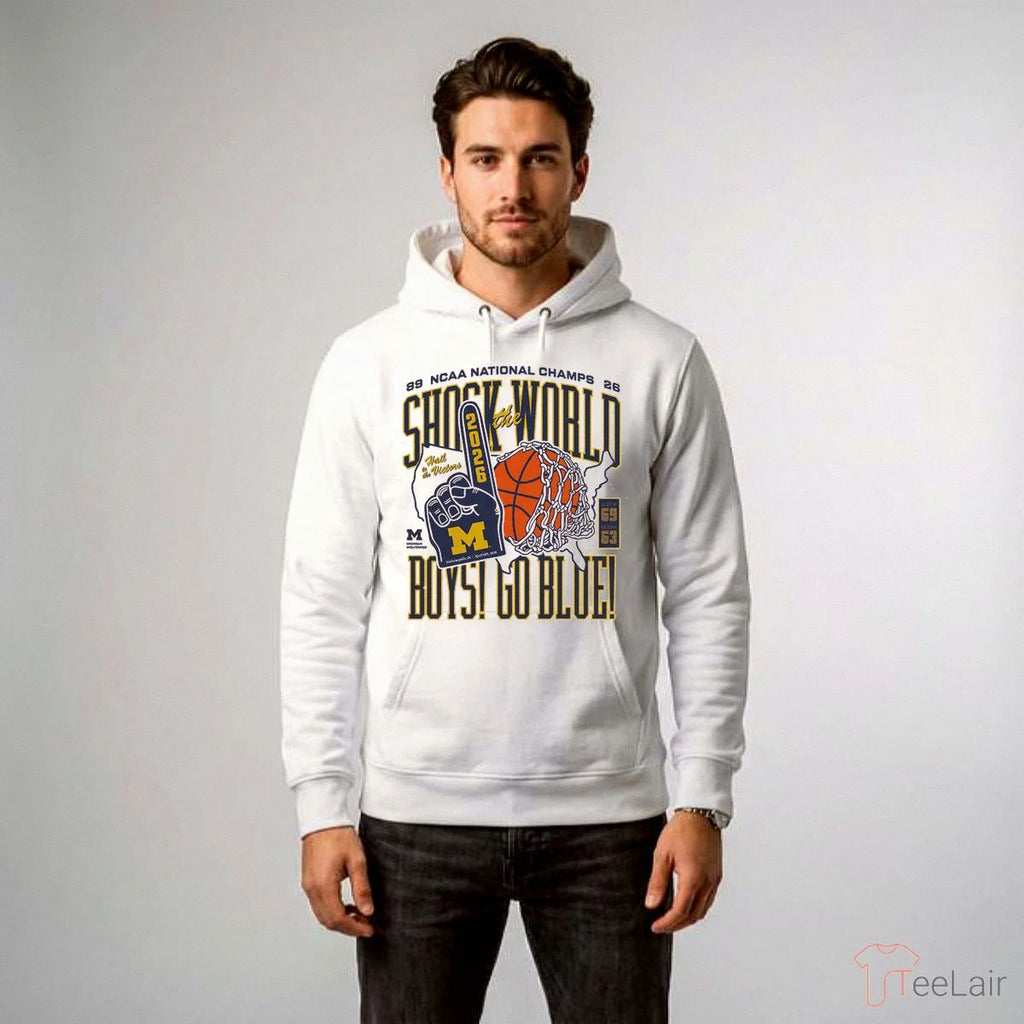 Michigan Basketball Shock The World, Boys! Two-Time National Champs Tee Shirt
