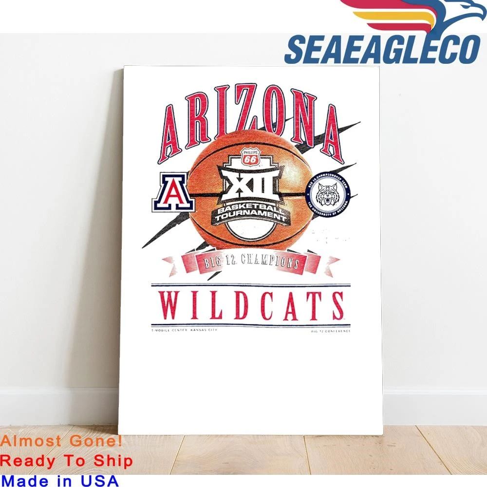 Arizona Wildcats Men’s Basketball Philips 66 2026 Big 12 Tournament Champions New Era Locker Room Shirt