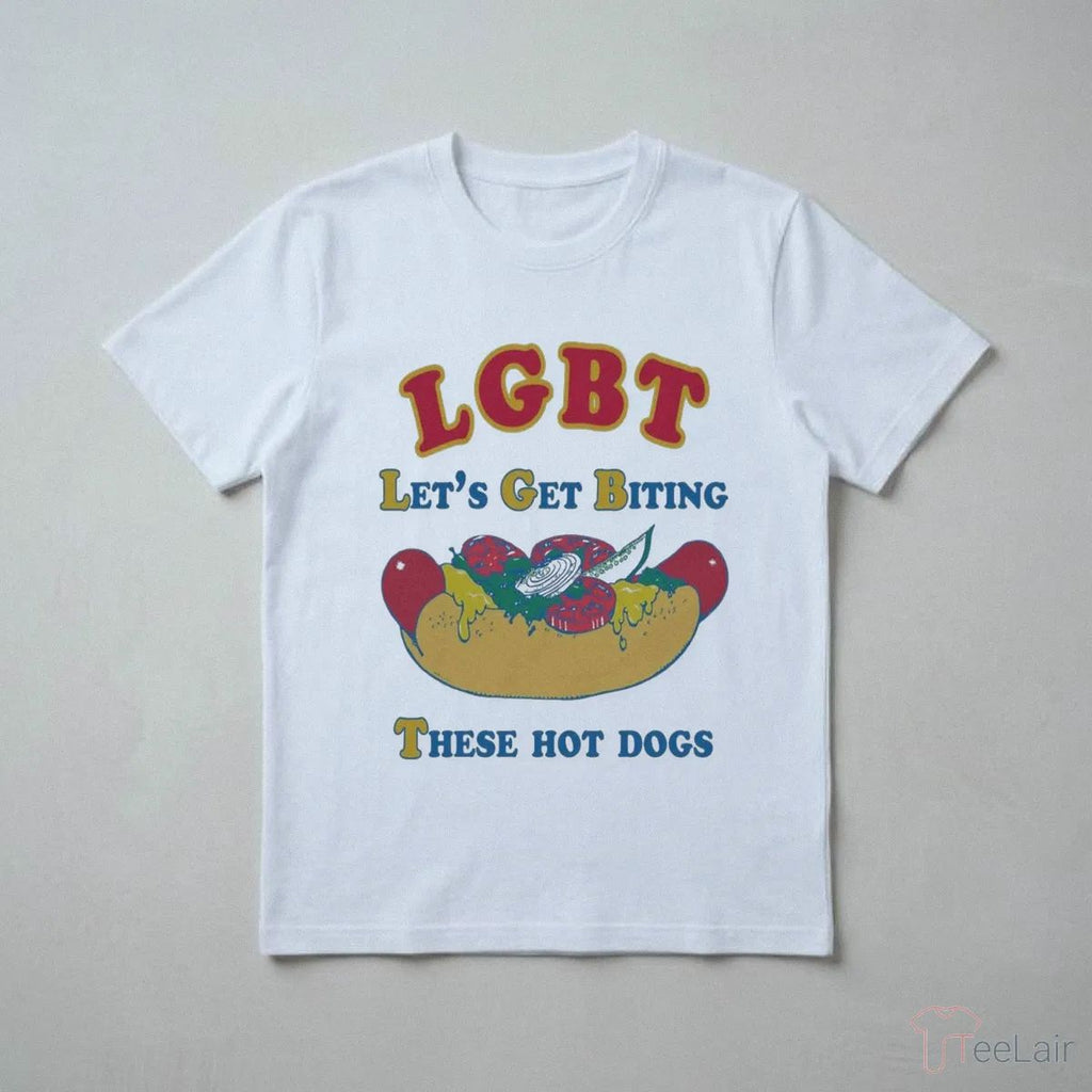 LGBT Let’S Get Biting These Hot Dogs Shirt
