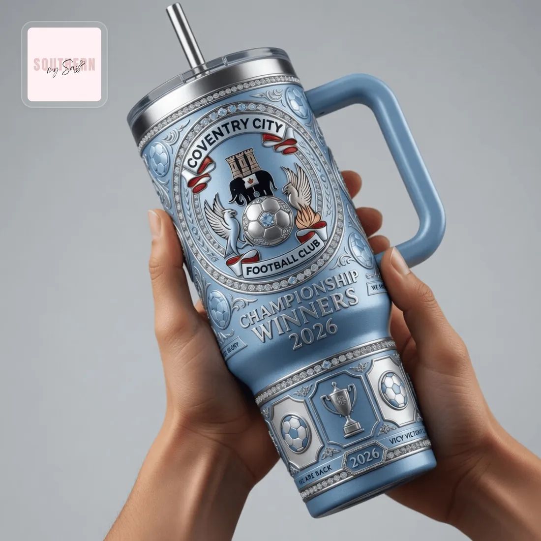 Coventry City FC Championship Winners 2026 Premium 40oz Tumbler with Handle