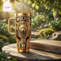 Wolverhampton Wanderers Wolves Luxury Gold 40oz Diamond Insulated Tumbler with Handle