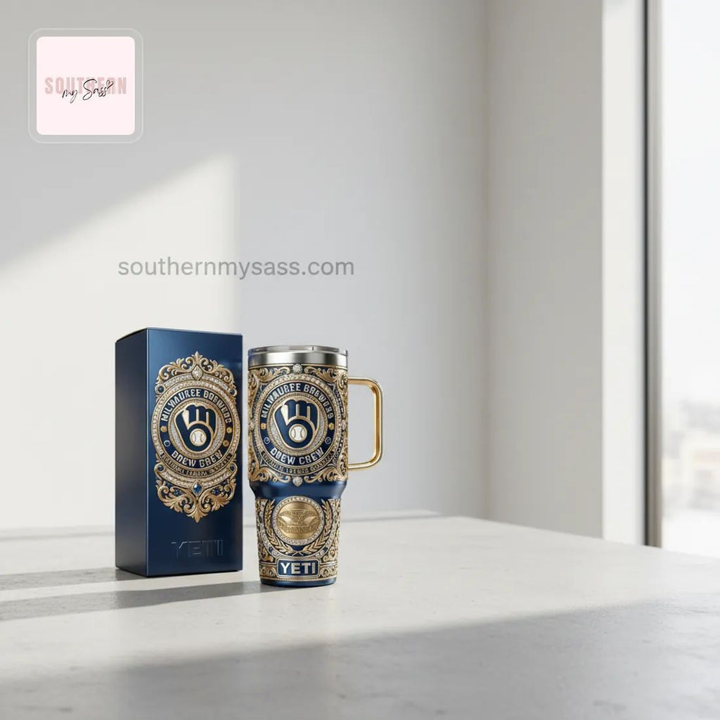 Milwaukee Brewers YETI Luxury Diamond Tumbler with Handle