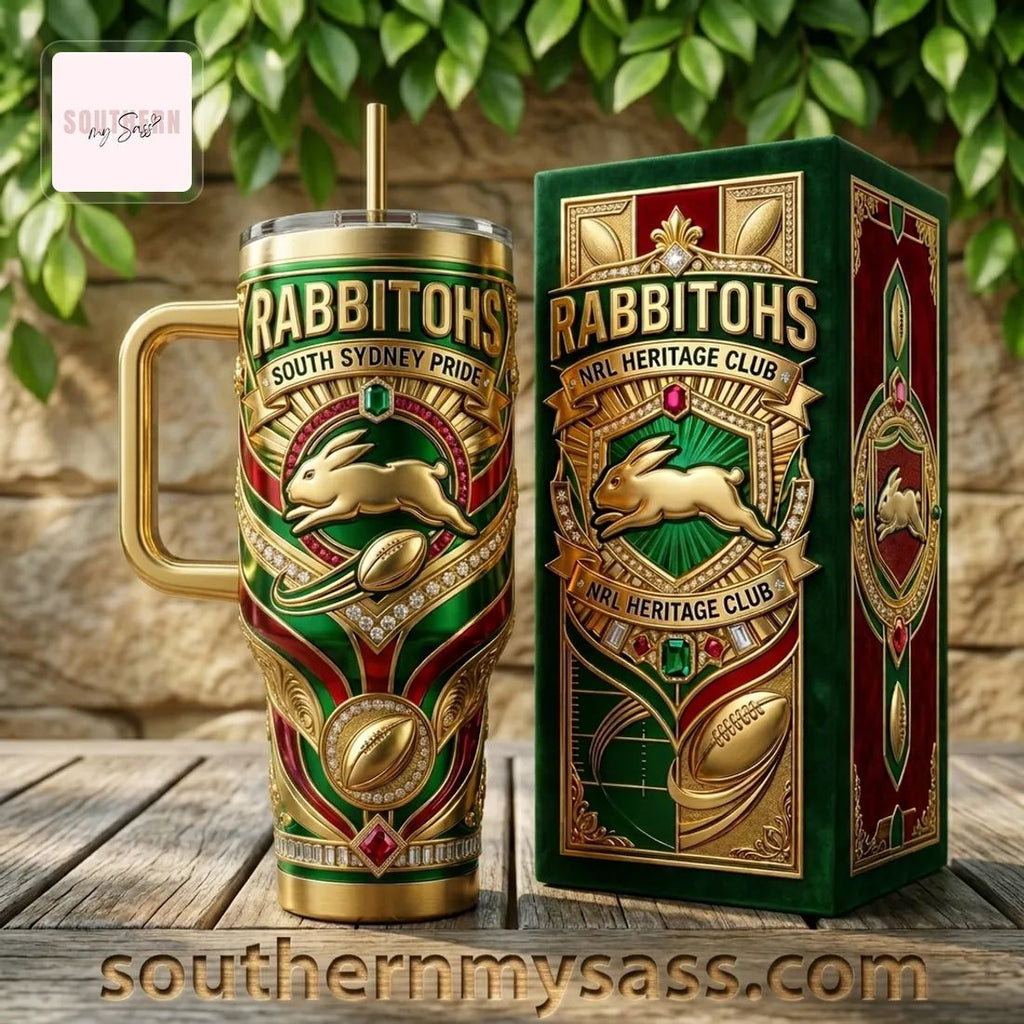 South Sydney Rabbitohs NRL Heritage Club Luxury Gold Embellished 40oz Tumbler