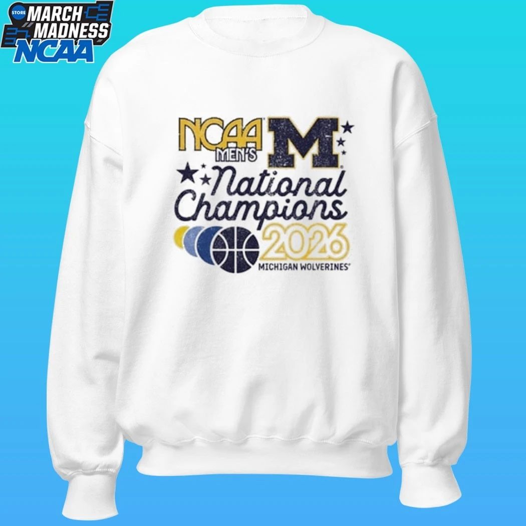 Michigan Wolverines Mens Ivory 2026 Men’s Basketball National Champions Banners Shirt
