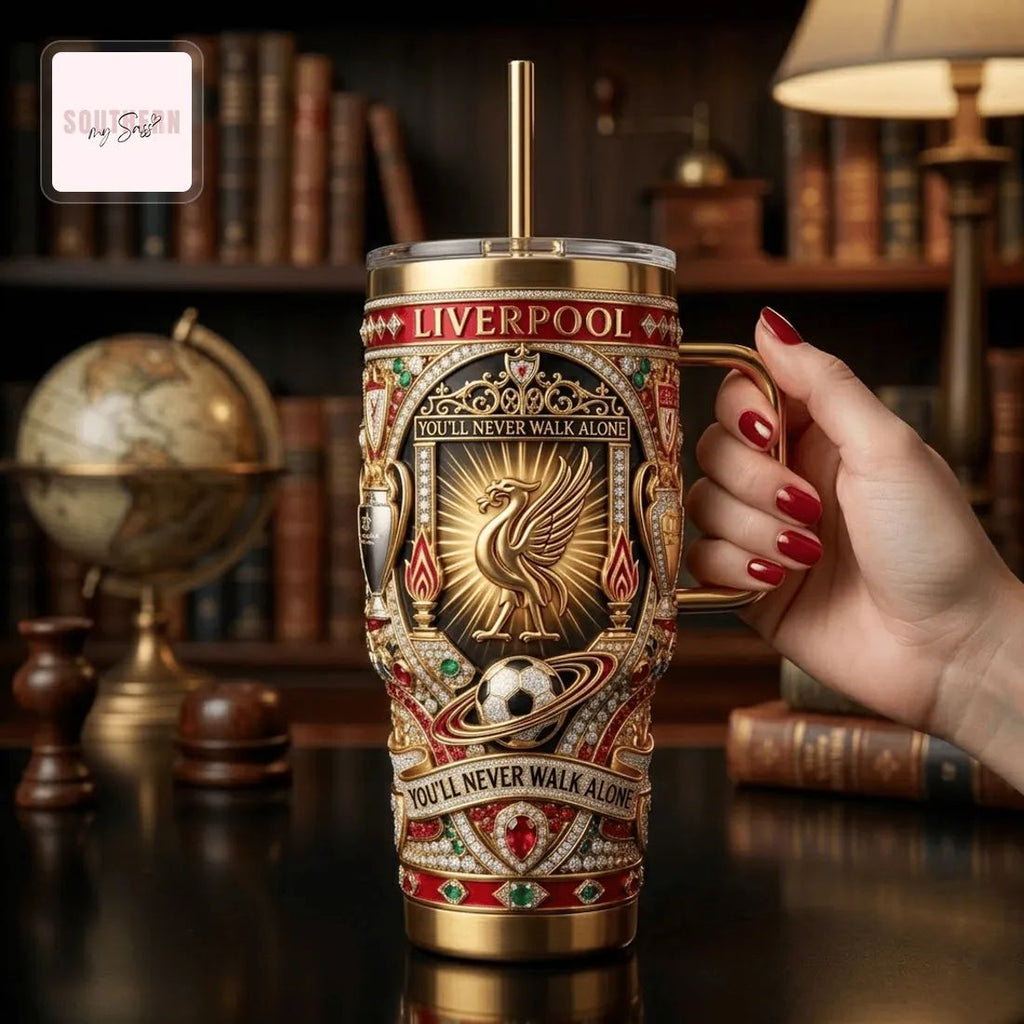 Liverpool FC 40oz Gold Jewel Luxury Insulated Tumbler With Handle