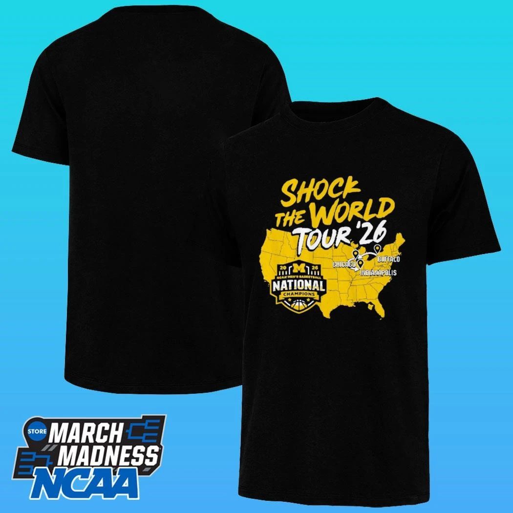 Michigan Wolverines Mbb 2026 National Champions Shock The World Tour Shirt