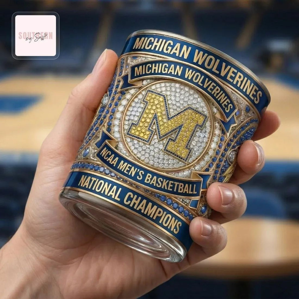 Michigan Wolverines NCAA Men’s Basketball 2026 National Champions Whiskey Glass
