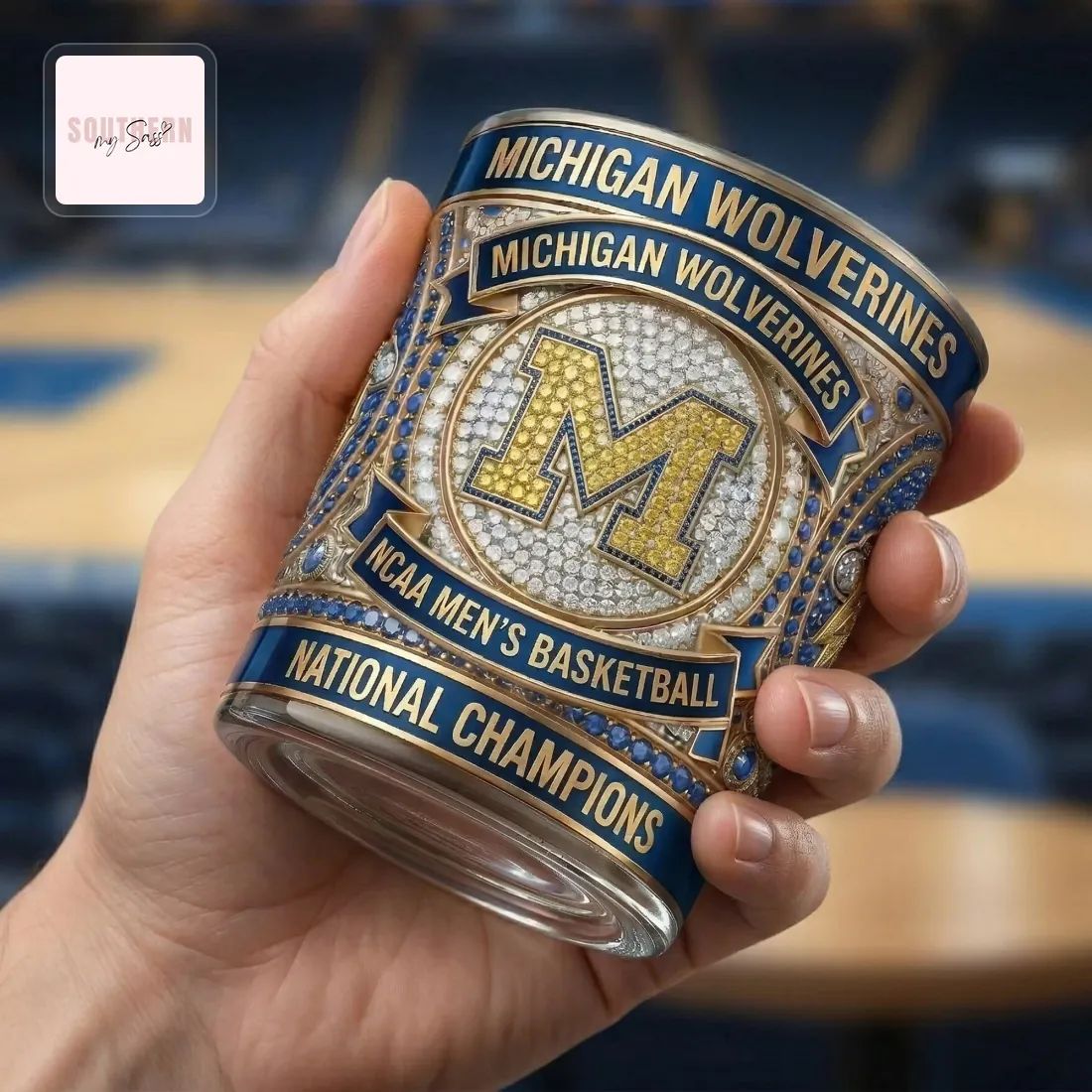 Michigan Wolverines NCAA Men’s Basketball 2026 National Champions Whiskey Glass