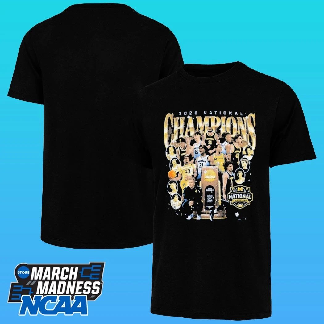 Michigan Wolverines Men’s Basketball Campus Ink 2026 National Championship Team Shirt