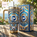 Brighton & Hove Albion FC 40oz Insulated Premium Gold & Blue Design Tumbler With Handle