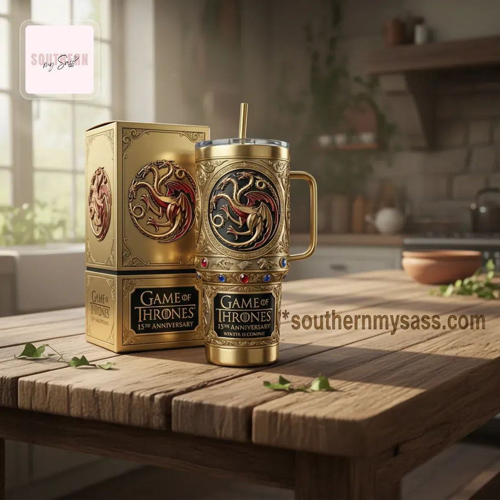 Game of Thrones 15th Anniversary Winter Is Coming Luxury Gold Targaryen 40oz Tumbler