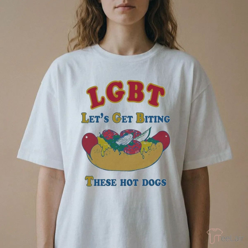 LGBT Let’S Get Biting These Hot Dogs Shirt