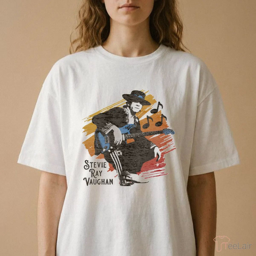 Retro Pose With Guitar Stevie Ray Vaughan T-Shirt