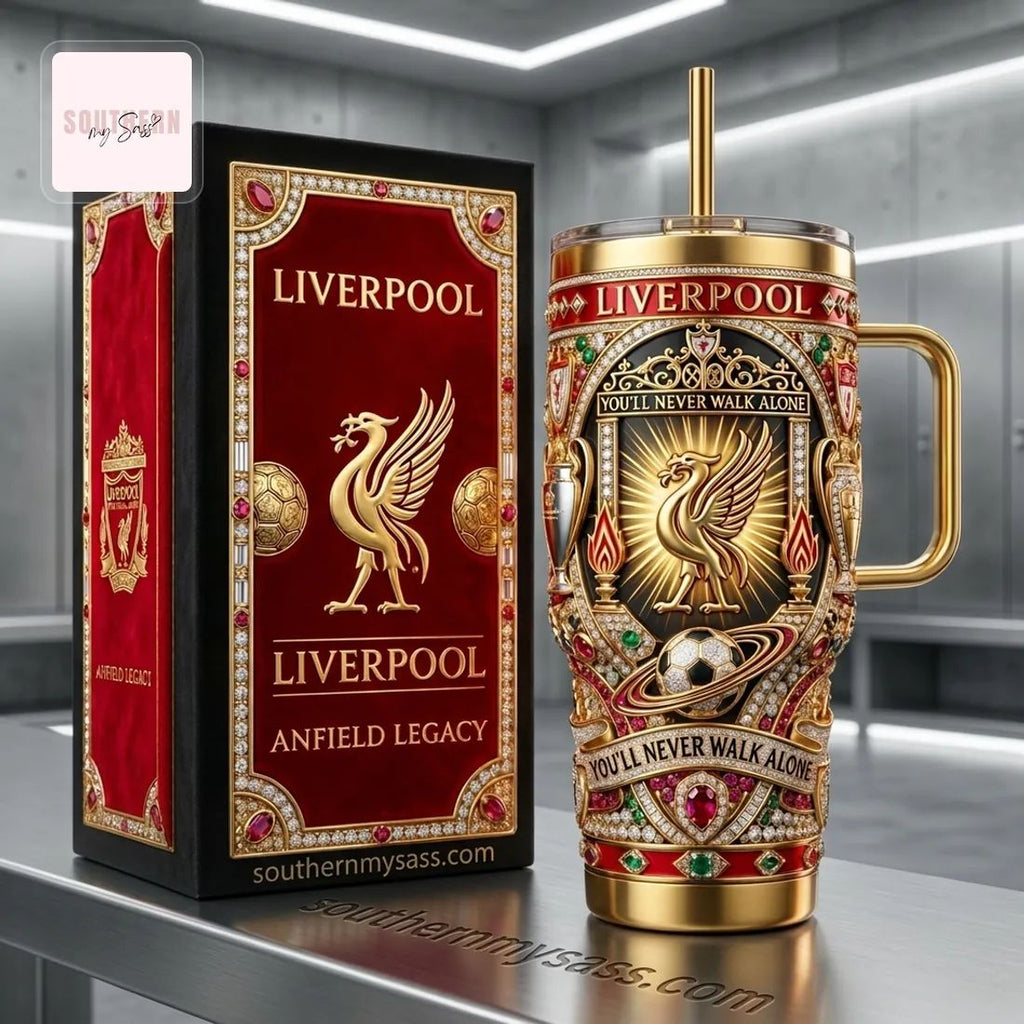 Liverpool FC 40oz Gold Jewel Luxury Insulated Tumbler With Handle
