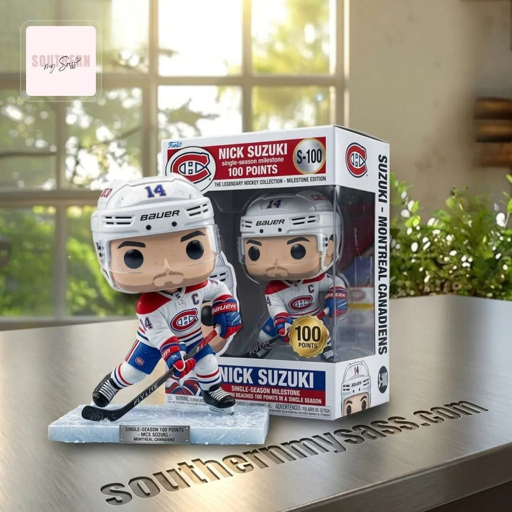 Nick Suzuki Montreal Canadiens 100 Points Single-Season Milestone Funko Pop Figure Doll